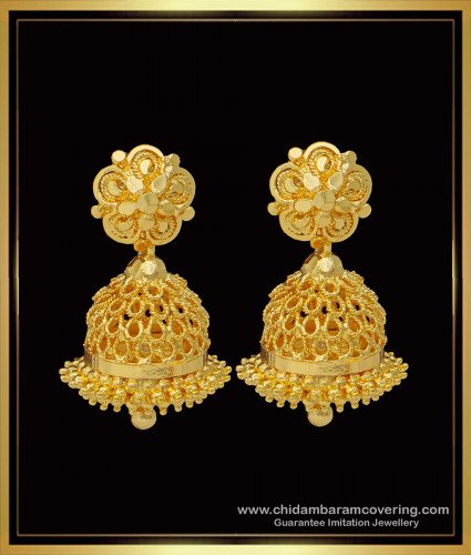 ERG1378 - Latest Gold Design Jimiki Kammal Gold Plated Jhumkas Online Shopping
