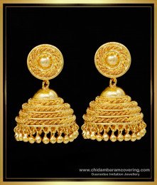 ERG1380 - Latest Kerala Bridal Design Jhumkas Earrings Gold Plated Jewellery Online