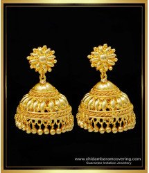 ERG1381 - South Indian Jewellery One Gram Gold Jhumkas Design for Women 