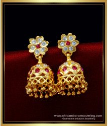 ERG1398 - First Quality Impon Jhumkas Earring One Gram Gold Plated Stone Jimiki