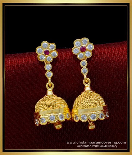 ERG1401 - First Quality Five Metal Jewellery South Indian Bridal Wear Jhumkas Design 