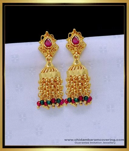 Women's Alloy Chandbali Earrings in Gold and RedDefault Title | Chandbali  earrings, Online earrings, Earring store