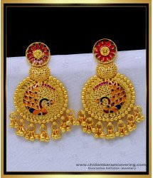 ERG1405 - Attractive Gold Forming Big Dangle Peacock Design Enamel Earrings for Wedding 