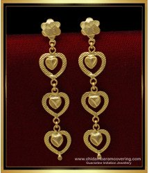 ERG1422 - Trendy Gold Plated Heart Design Light Weight Long Earrings for Female