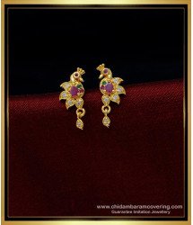 ERG1430 - Unique Gold Plated Multi Stone Peacock Design Small Earring Online