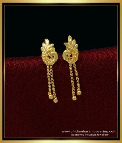 22k Plain Gold Earring JGS220706412  Jewelegance