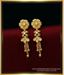 ERG1436 - Elegant Flower Design Light Weight One Gram Gold Earrings for Girls