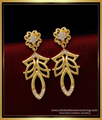 ERG1443 - One Gram Gold Plated White Stone Fancy Dangler Earrings for Women