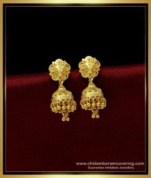 ERG1448 - 1 Gram Gold Indian Jewelry Jhumka Earrings Small Daily Use Gold Jhumka Online