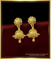 ERG1449 - Simple Daily Wear Jhumka Earrings Gold Design Traditional Jhumkas Online