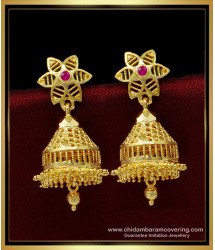 ERG1452 - South Indian Jewellery 1 Gram Gold Bridal Wear Traditional Big Jhumkas Online