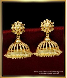 ERG1453 - Beautiful Bridal Wear Jhumka Design Gold Earrings