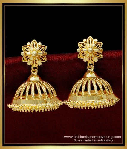 ERG1453 - Beautiful Bridal Wear Jhumka Design Gold Earrings