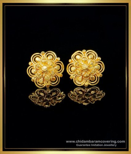 ERG1463 - Elegant Flower Model 1 Gram Gold Earrings New Design for Ladies 