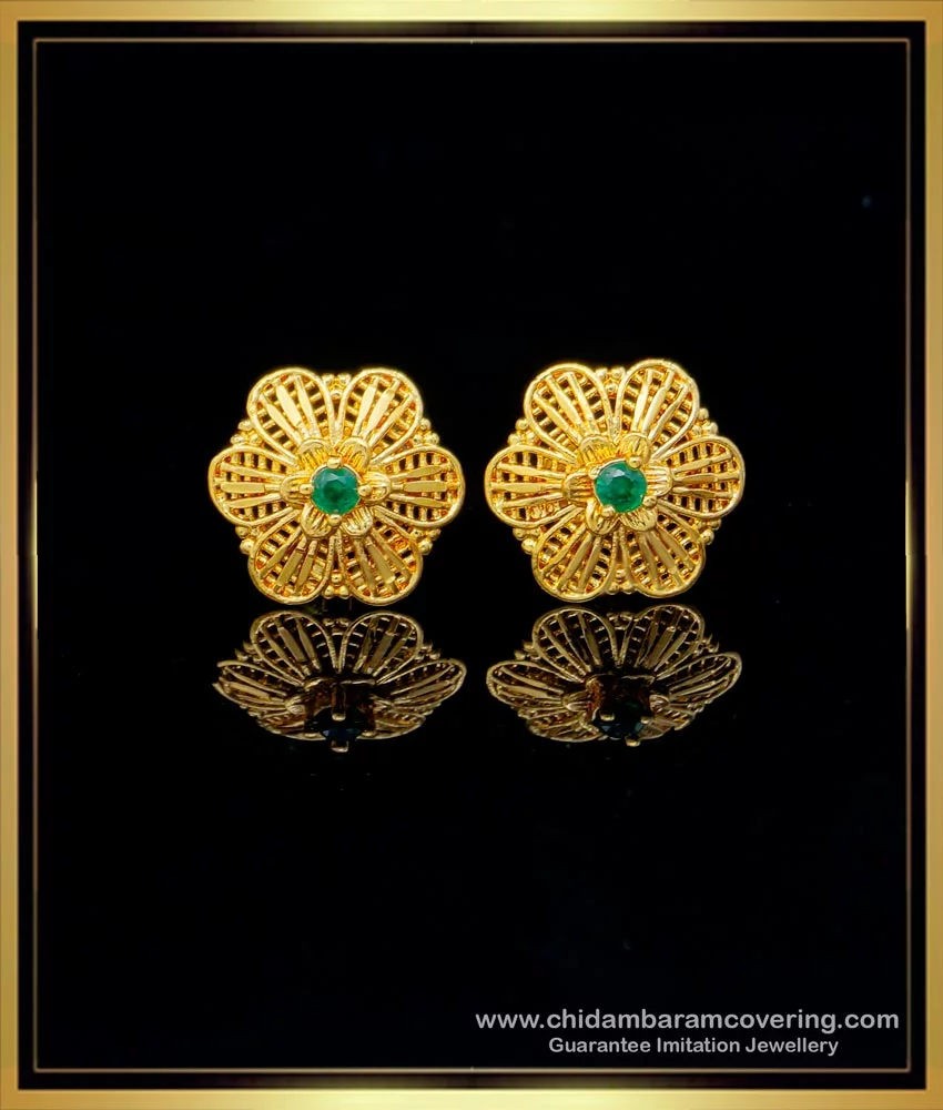 22K Plain Yellow Gold Stud Earrings (2.280 Grams) | Mohan Jewellery