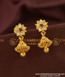 ERG147 - Traditional South Indian Stone Jhumkas Design for Girls