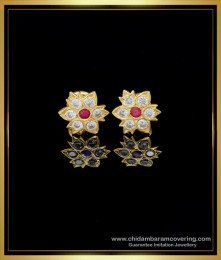 ERG1470 - South Indian Impon 5 Metal Jewellery Stone Stud Earrings for Women 