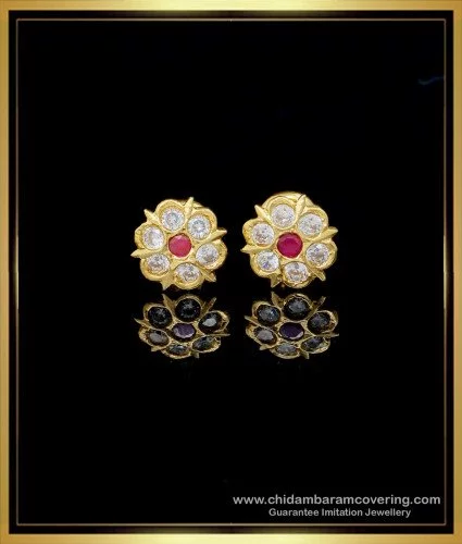 Buy First Quality Impon White and Pink Stone Traditional Earring Designs  Online
