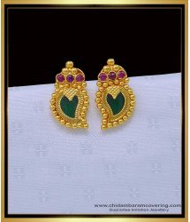 Erg1479 - Traditional Kerala Jewellery Ruby Stone Mango Palakka Earrings Designs Online