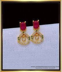 ERG1481 - 1 Gram Gold Plated First Quality Small Multi Stone Earrings for Ladies  