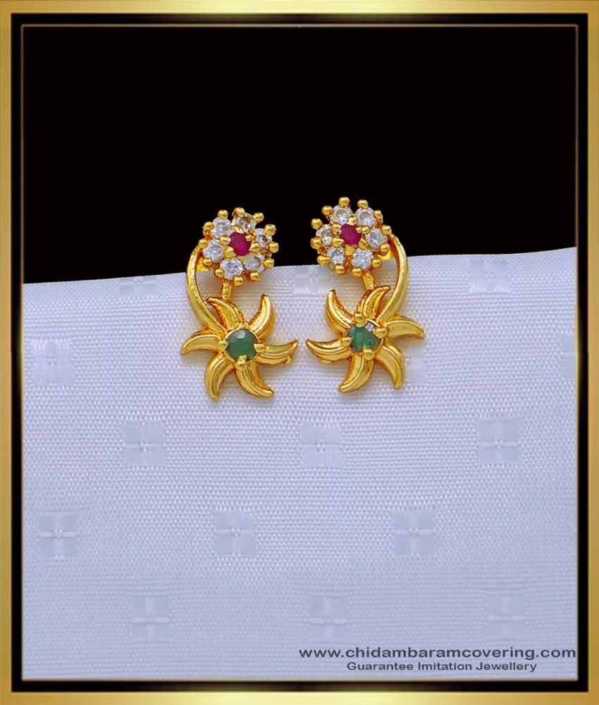 Buy Latest 1 Gram Gold Flower Design Daily Use Small Earrings for ...