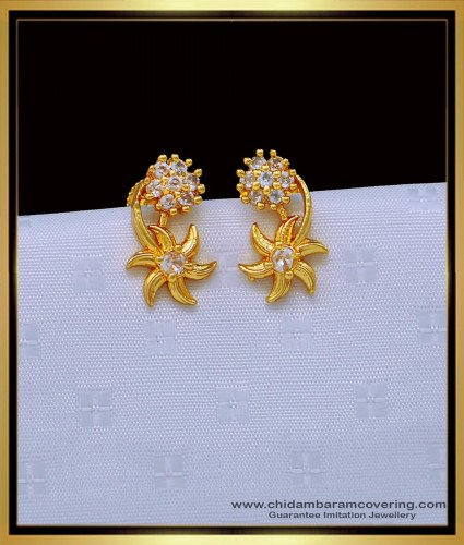 ERG1485 - Cute White Stone Flower Design Daily Use Small Stud Earrings Buy Online  