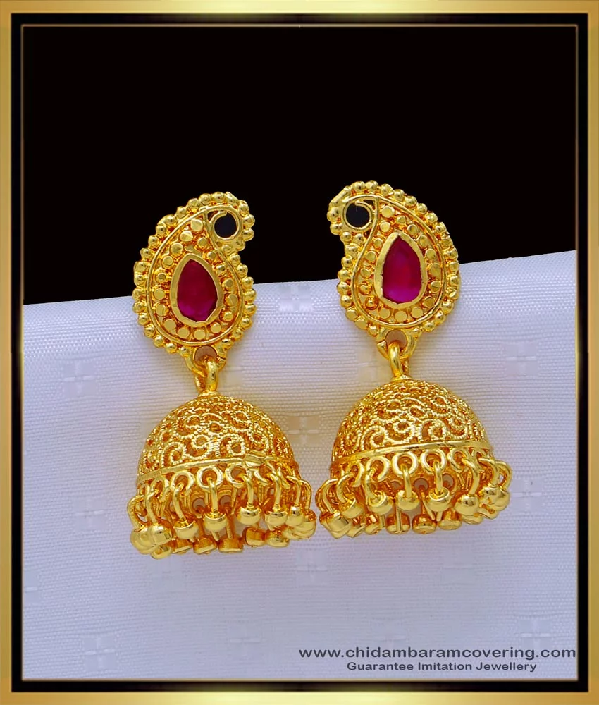 One Gram Gold Jhumka Earrings #36542 | Buy One Gram Gold Earrings Online