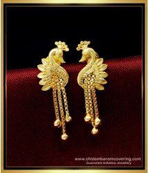 ERG1492 - Latest Peacock Design Earrings 1 Gram Gold Daily Use Earrings for Girls