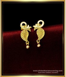 ERG1494 - Elegant Leaf Design Earrings Daily Use Gold Plated Ear Studs Online