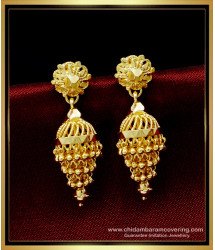 ERG1497 - Beautiful Three Layer Jhumka Earrings Gold Design One Gram Gold Jewellery