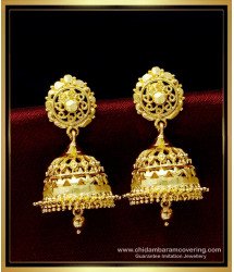 ERG1500 - South Indian Bridal Wear One Gram Gold Jhumkas Earrings Design for Women 