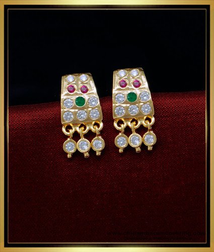 ERG1501 - Simple Gold Earrings Designs Daily Use Impon Stone Studs for Women
