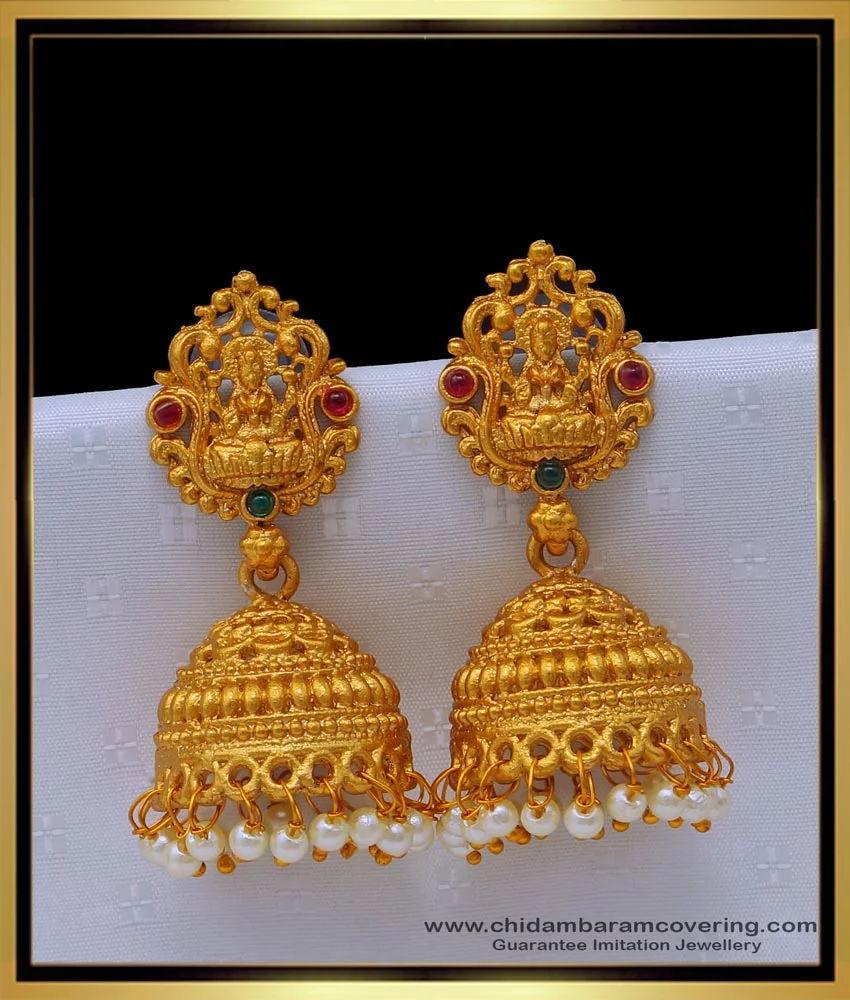 Buy Traditional Goddess Laxmi Lakshmi Gold Jhumka, Temple Indian Jewelry  Earring, Indian Jewelry, South Indian Earrings, Bridal Earrings Online in  India - Etsy