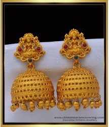 ERG1506 - Latest Bridal Wear Kemp Stone Temple Earring Buy Online 