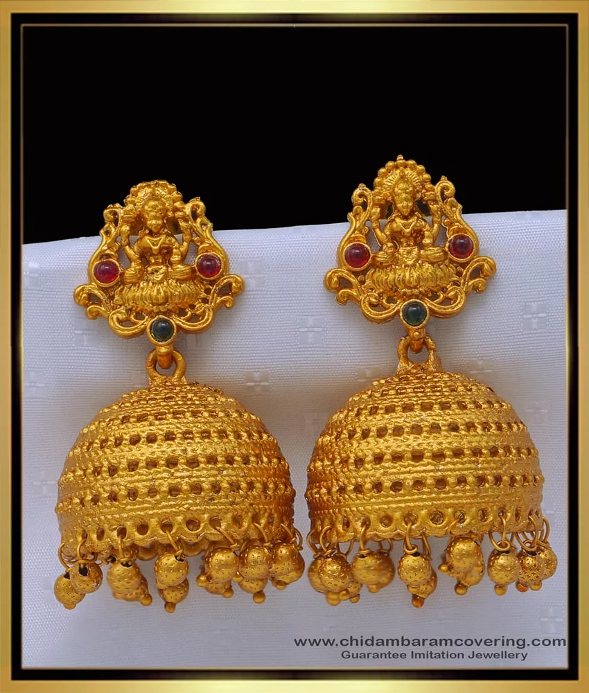 Gold Plated Handcrafted Traditional Temple Jhumka Earrings