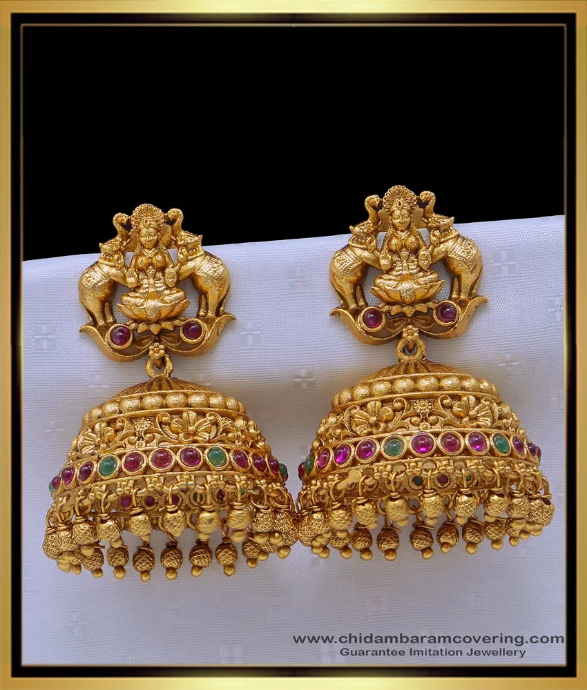 Antique Ear Cuff Jhumka Earrings - South India Jewels