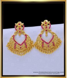 ERG1518 - Real Gold Look Forming Gold Ruby Stone Earrings Indian Imitation Jewelry Online