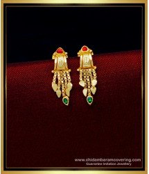 ERG1523 - Traditional Wear Enamel and Gold Stud Earrings Design Forming Gold Jewelry 
