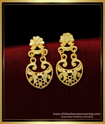 Chandbali Model Gold Earrings Dangler Design ER2561