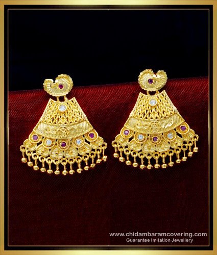 ERG1532 - Beautiful First Quality Forming Gold Ad Stone Gold Earrings Design for Ladies