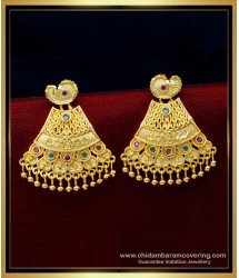 ERG1533 - New Model First Quality Forming Gold Multi Stone Gold Earrings Design for Ladies
