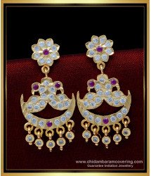 ERG1537 - Traditional Impon Jewellery Full Stone Peacock Design Earrings for Women 