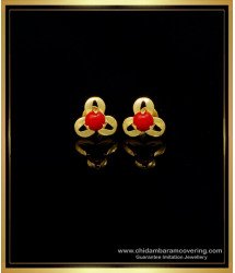 ERG1549 - One Gram Gold Plated Flower Shape Gold Coral Earrings Designs