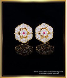 ERG1556 - Impon Gold Stone Flower Design Panchaloha Earrings Online Shopping 