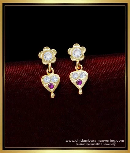 Women's Alloy Drop Earrings in White and Gold #Drop, #Ad, #Alloy, #Women,  #Gold #AFF | Drop earrings, Gold earrings designs, Earrings