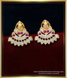 ERG1563 - Traditional Impon Jewellery Gold Lakshmi Stud Designs for Women 