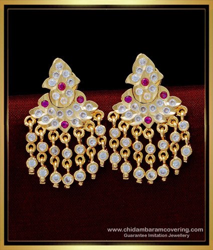 ERG1568 - Impon Stone Earrings South Indian Imitation Jewellery Online Shopping 