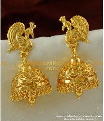 ERG222 - Bridal Wear Big Size Peacock Jhumkas Earring Design Indian Jewelry Online