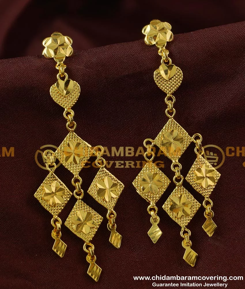 Buy Bhavya Long Earrings | 92.5 Gold Plated Stone Earrings Online – The  Amethyst Store