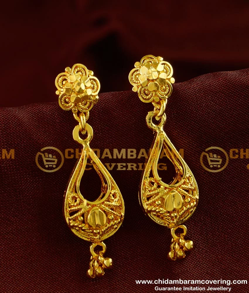 Black Hanging Chain Earrings- South India Jewels - Online Shop